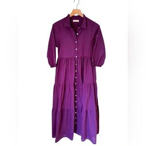 Natural Life Lilac Cotton Tiered Maxi Dress Sz XS- Button Front Cottagecore